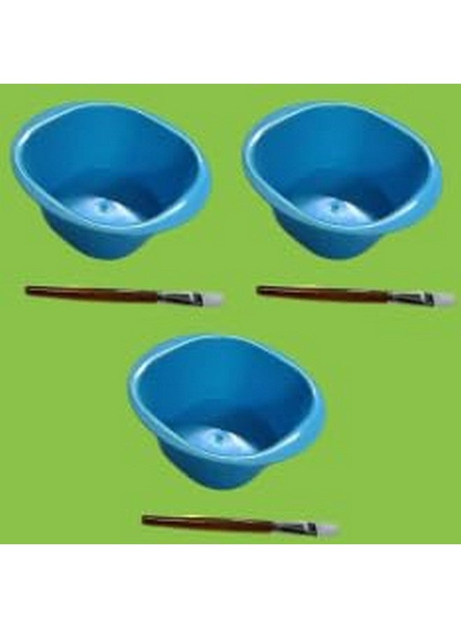 Beauty Tool Plastic Medium Size Facial Pack Mixing Bowl with Wooden Brush for All Purpose (3set) (Multicolor) - Image 1
