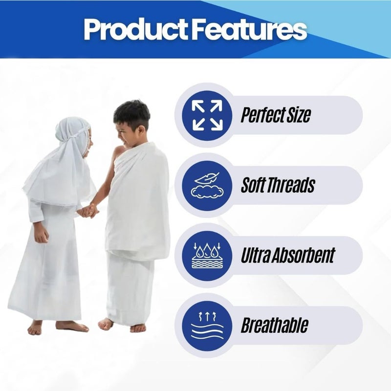 HomeSmart Ihram 2-Piece Set for 's for Hajj and Umrah Pilgrimage Lightweight and Ultra-Soft Sheets, Safety Pins, and Waist Bag Ideal Gift for Hajj Pilgrimage (165 x 75 cm ) - Image 4