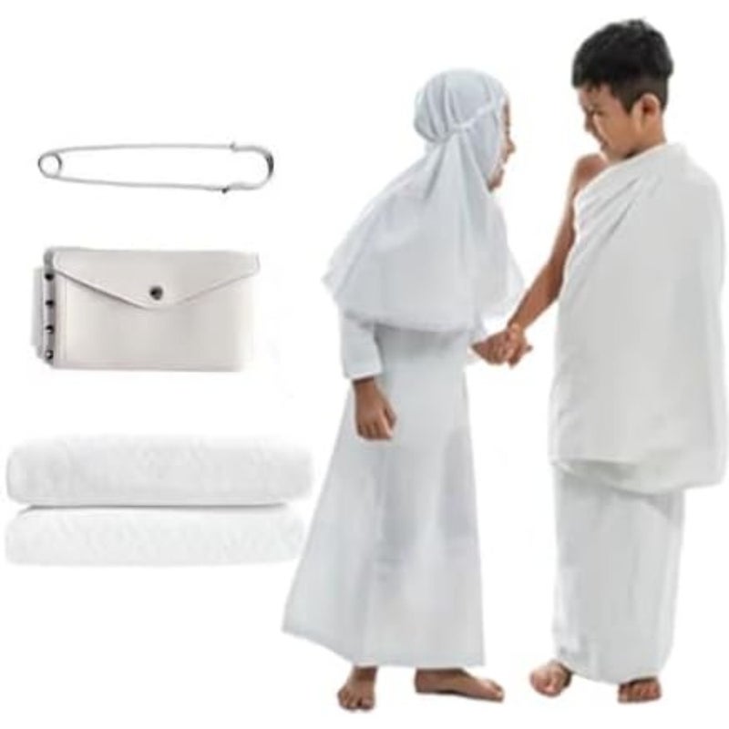 HomeSmart Ihram 2-Piece Set for 's for Hajj and Umrah Pilgrimage Lightweight and Ultra-Soft Sheets, Safety Pins, and Waist Bag Ideal Gift for Hajj Pilgrimage (165 x 75 cm ) - Image 1