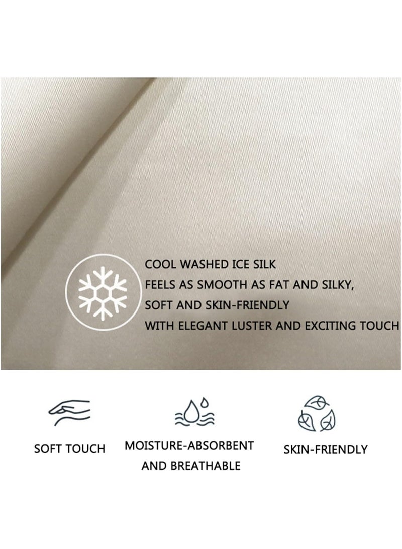 VUCATIN طقم لحاف حرير ثلجي من 4 قطع، لحاف صيفي بسيط من الحرير الجليدي، غطاء لحاف رقيق من الحرير الجليدي، لحاف بارد ومريح وقابل للغسل، بتصميم بسيط من الحرير الجليدي (180×220 سم، رمادي) - Image 4