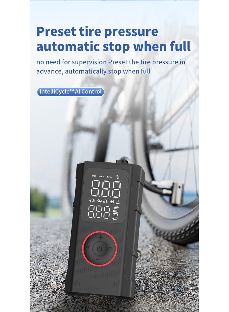 RIBOTON Portable Electric Tire Inflator Car Tyre Air Pump Digital Multi-functional Air Compressor with Auto Stop Tire Pressure Monitoring and LED Light Air Pump for Car Bicycle Motorcycle Ball Air Mattress - Image 4