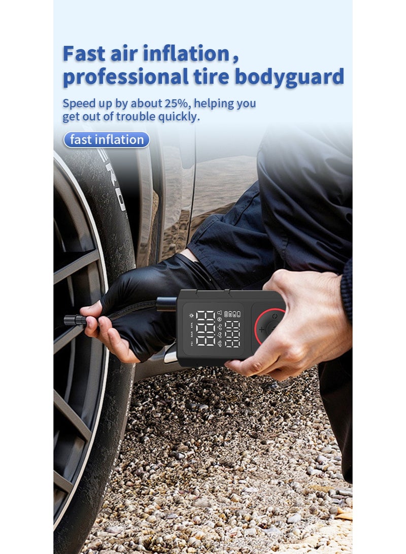 RIBOTON Portable Electric Tire Inflator Car Tyre Air Pump Digital Multi-functional Air Compressor with Auto Stop Tire Pressure Monitoring and LED Light Air Pump for Car Bicycle Motorcycle Ball Air Mattress - Image 5