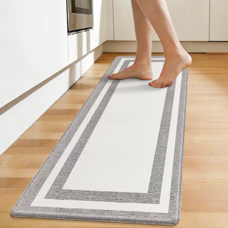 Anti Fatigue Kitchen Mat 17.3"x47.2" Light Grey Ergonomic Cushioned - Non-Slip Textured Surface Waterproof Floor Mat for Kitchen Sink, Laundry Room, Office Workspace - Image 1