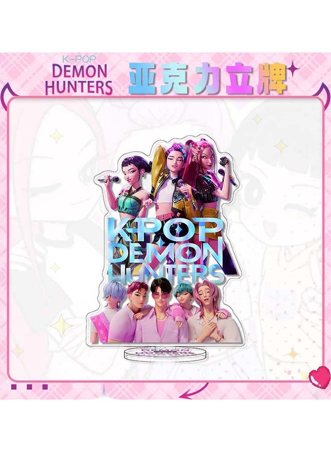KPop Demon Hunters Full Cast Poster Edition Acrylic Monument 16 cm All Characters Standee, Official Series Art Board, Glossy Display for Desk, Shelf & Anime Collector Collections - Image 1