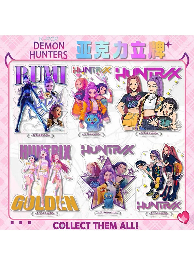 KPop Demon Hunters Full Cast Poster Edition Acrylic Monument 16 cm All Characters Standee, Official Series Art Board, Glossy Display for Desk, Shelf & Anime Collector Collections - Image 4