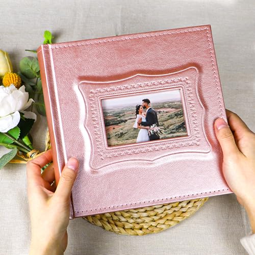 Holoary Photo Album 4x6, 200 Photos PU Leather Vintage Picture Album for Family Wedding Anniversary Baby Vacation (Rose Gold Color) - Image 4