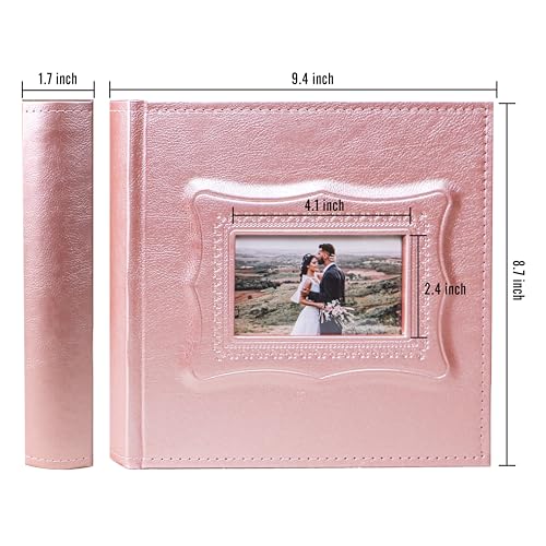 Holoary Photo Album 4x6, 200 Photos PU Leather Vintage Picture Album for Family Wedding Anniversary Baby Vacation (Rose Gold Color) - Image 2