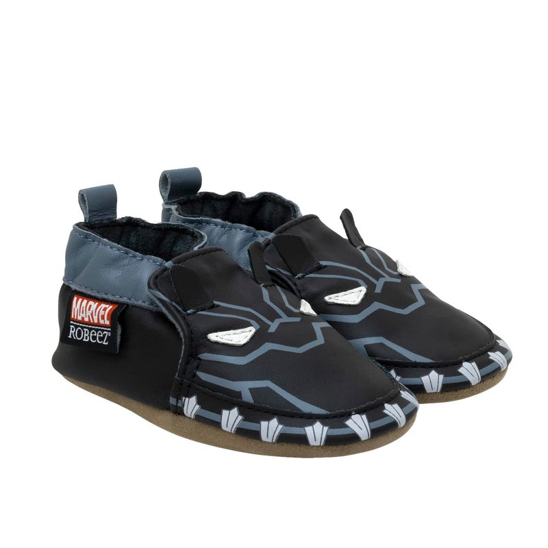 Robeez Robeez Baby Boys and Unisex Soft Soles SlipResistant Crib Shoes Slippers for Infant and Toddler Black Panther 06 Months 