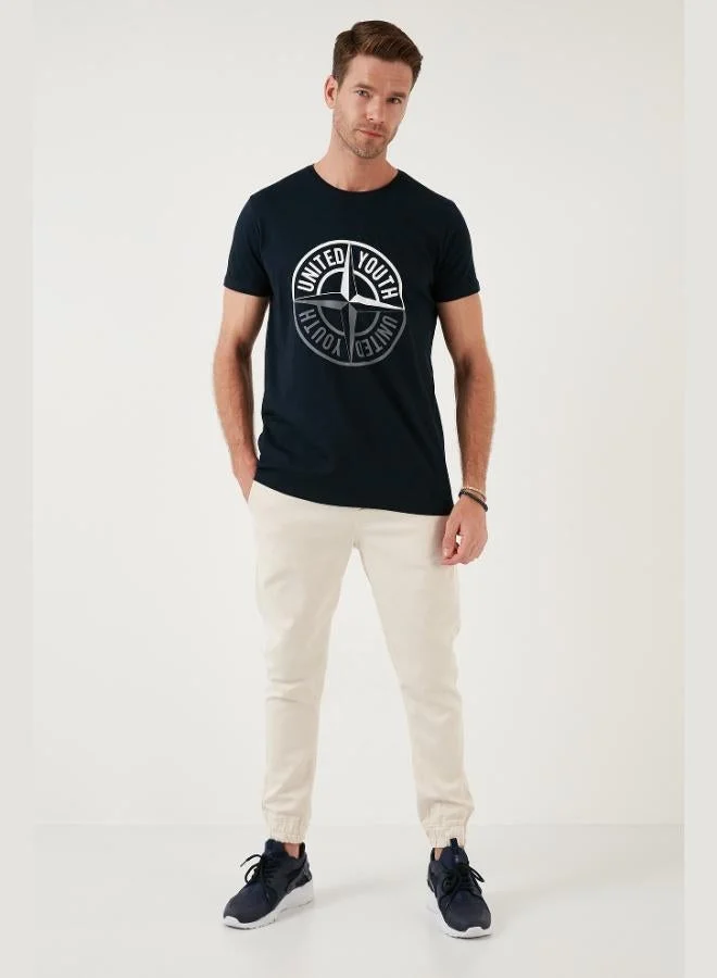 Buratti  Buratti Printed Crew Neck Cotton Slim Fit T Shirt Men's T SHIRT 541PUSULA for Men | Best Price UAE
