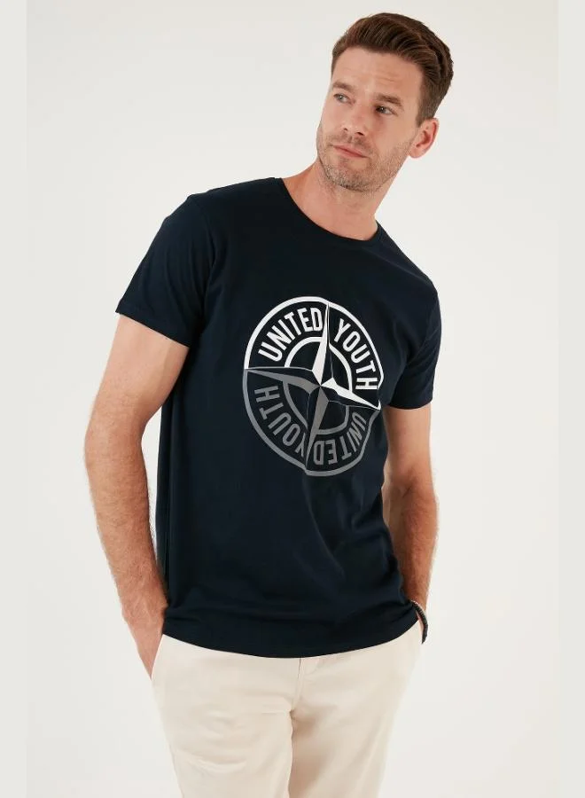 Buratti  Buratti Printed Crew Neck Cotton Slim Fit T Shirt Men's T SHIRT 541PUSULA for Men | Best Price UAE