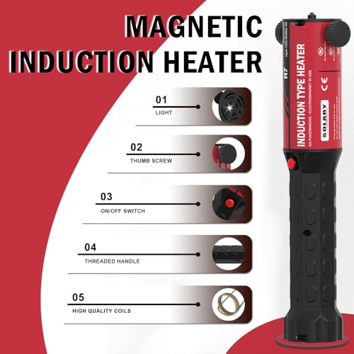 Solary Professional Induction Bolt Heater Kit: 110V 1200W High Power Magnetic Tool for Removing Seized Rusted Automotive Bolts - Image 3