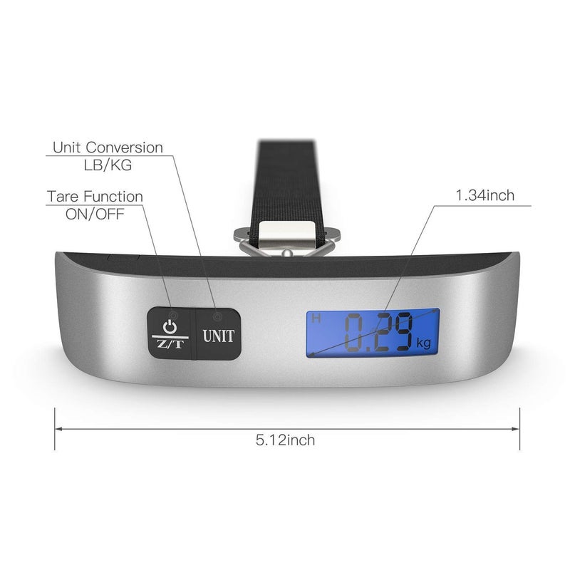 BSITFOW ABS 10g to 50 kg Luggage Scale Digital Weighing Travel Bag Weight Checker Hanging Weight Scale with Belt sliver, Multicolor - Image 2
