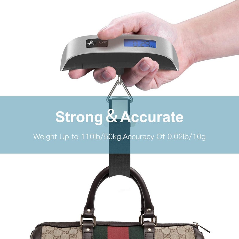 BSITFOW ABS 10g to 50 kg Luggage Scale Digital Weighing Travel Bag Weight Checker Hanging Weight Scale with Belt sliver, Multicolor - Image 3