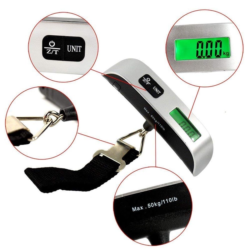 BSITFOW ABS 10g to 50 kg Luggage Scale Digital Weighing Travel Bag Weight Checker Hanging Weight Scale with Belt sliver, Multicolor - Image 4