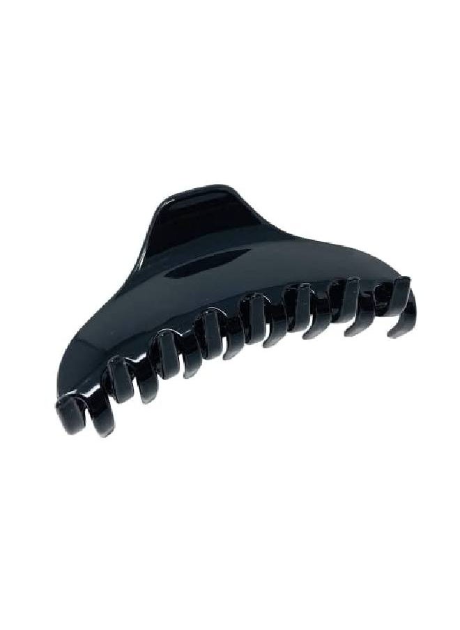 Parcelona - French Boss Thin And Narrow Glossy Black Medium Covered Spring Jaw Hair Claw Clip Clutcher Clamp For Fine And Long Hair Types - Image 1