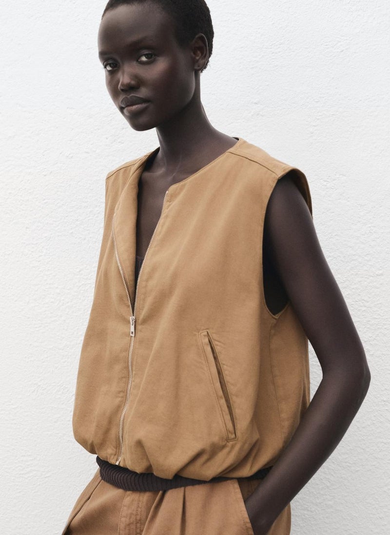 MANGO Puffer denim waistcoat - Image 1