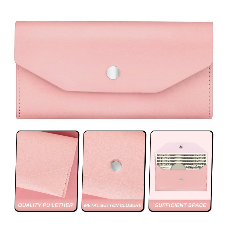 Nolcha Pu Leather Cash Envelope Wallet - Reusable Cash Stuffing Wallet for Men and Women -Pink - Image 3