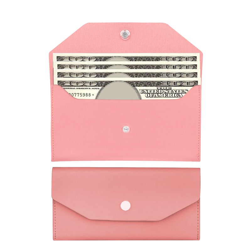 Nolcha Pu Leather Cash Envelope Wallet - Reusable Cash Stuffing Wallet for Men and Women -Pink - Image 1