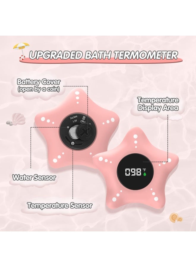 Baby Bath Thermometer Safety, Auto On & Off Bathtub Thermometer Floating Toy, Digital Bathing Water Temperature Warning, Pink Sea Star Shape - Image 5
