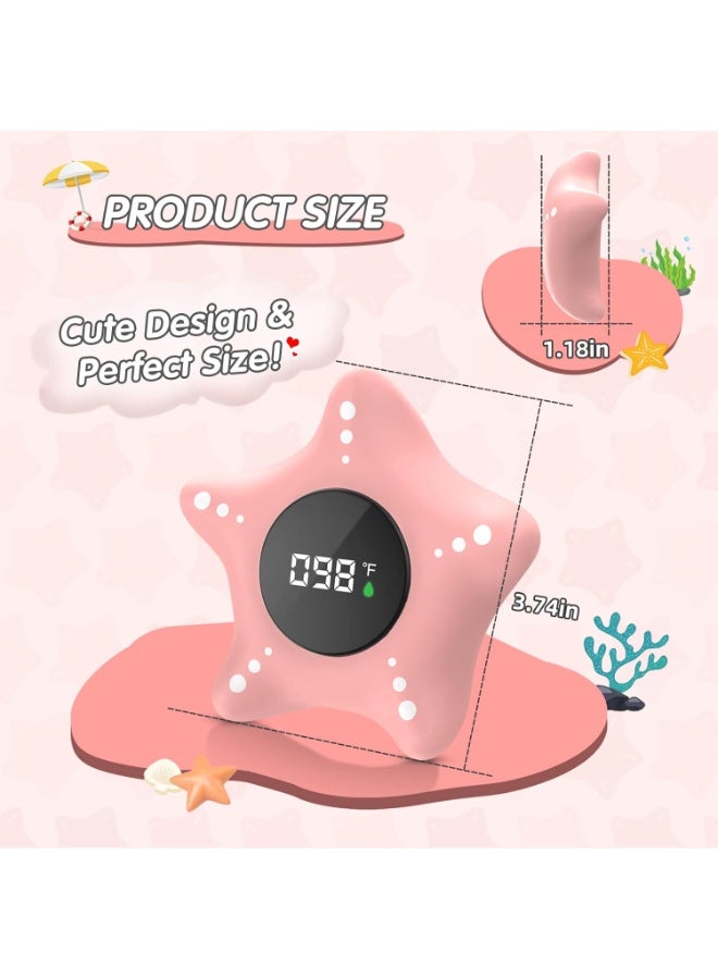 Baby Bath Thermometer Safety, Auto On & Off Bathtub Thermometer Floating Toy, Digital Bathing Water Temperature Warning, Pink Sea Star Shape - Image 2
