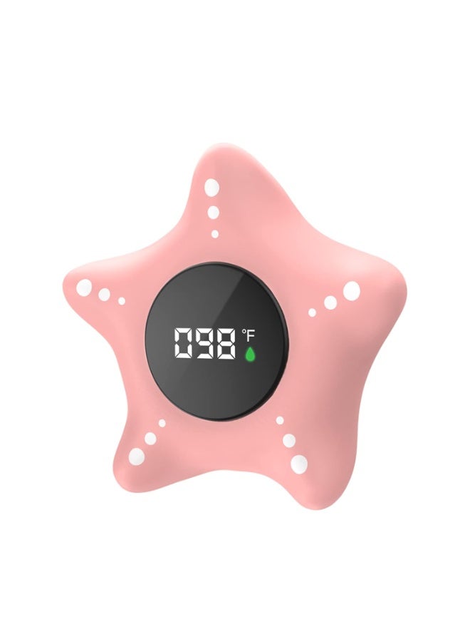 Baby Bath Thermometer Safety, Auto On & Off Bathtub Thermometer Floating Toy, Digital Bathing Water Temperature Warning, Pink Sea Star Shape - Image 1