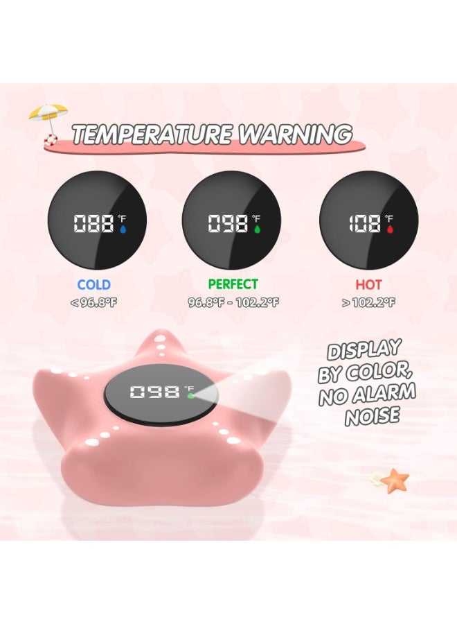 Baby Bath Thermometer Safety, Auto On & Off Bathtub Thermometer Floating Toy, Digital Bathing Water Temperature Warning, Pink Sea Star Shape - Image 4