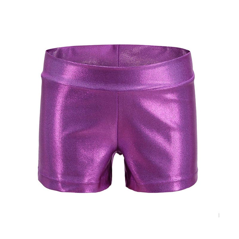 Dtone Girls Dance Short Gymnastics Athletic Shorts Sparkle Glitter Tumbling Bottoms (Purple, 110) - Image 1