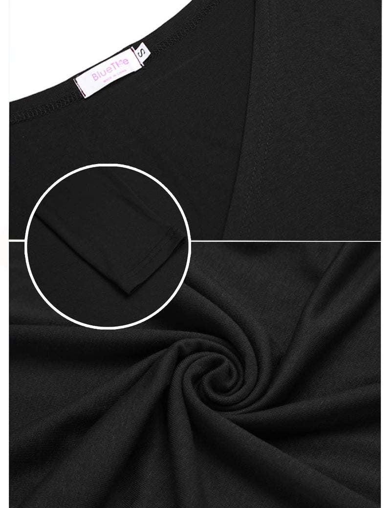 Bluetime Women Long Open Front Drape Maxi Cardigan Long Sleeve Cardigan Lightweight Sweater (L, Black) - Image 4