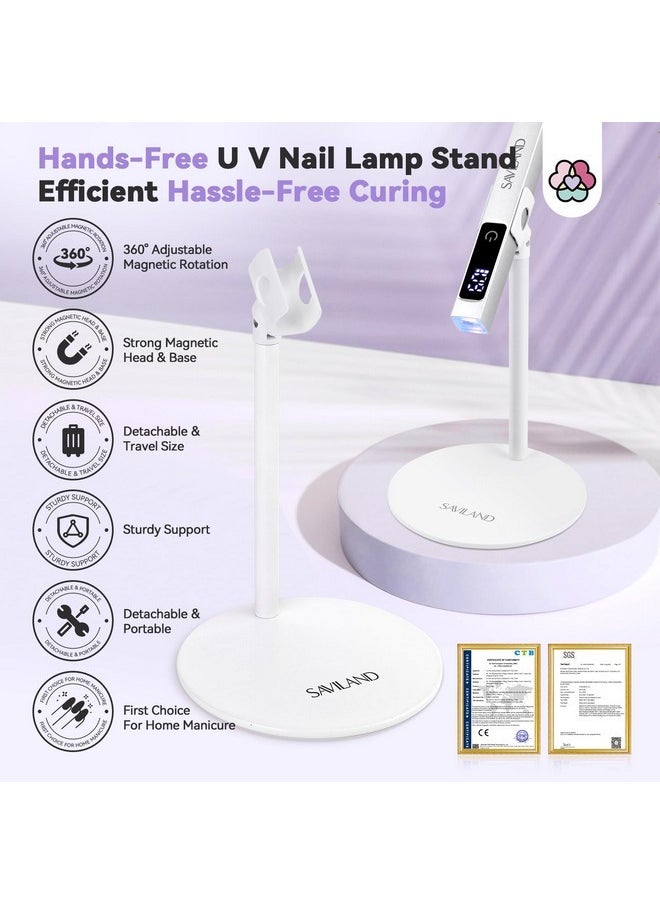 Saviland U V Nail Lamp Stand: Sturdy Only U V Light Stand For Gel Nails Polish 360° Adjustable Magnetic Rotation U V Nail Light Stand Portable Handsfree Builder Nail Gel Lamp Stand Home Salon Manicure  - Image 3