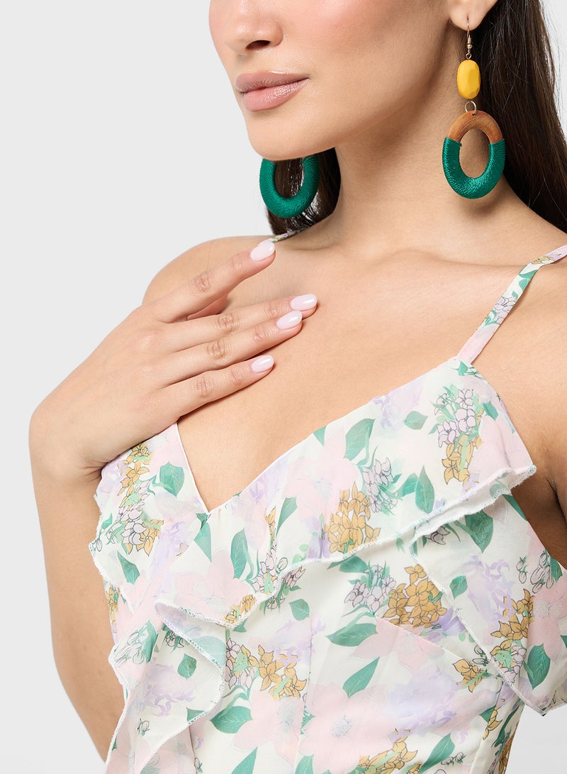 ايلا فستان بحافة مكشكشة بنقشة الزهور - Image 3