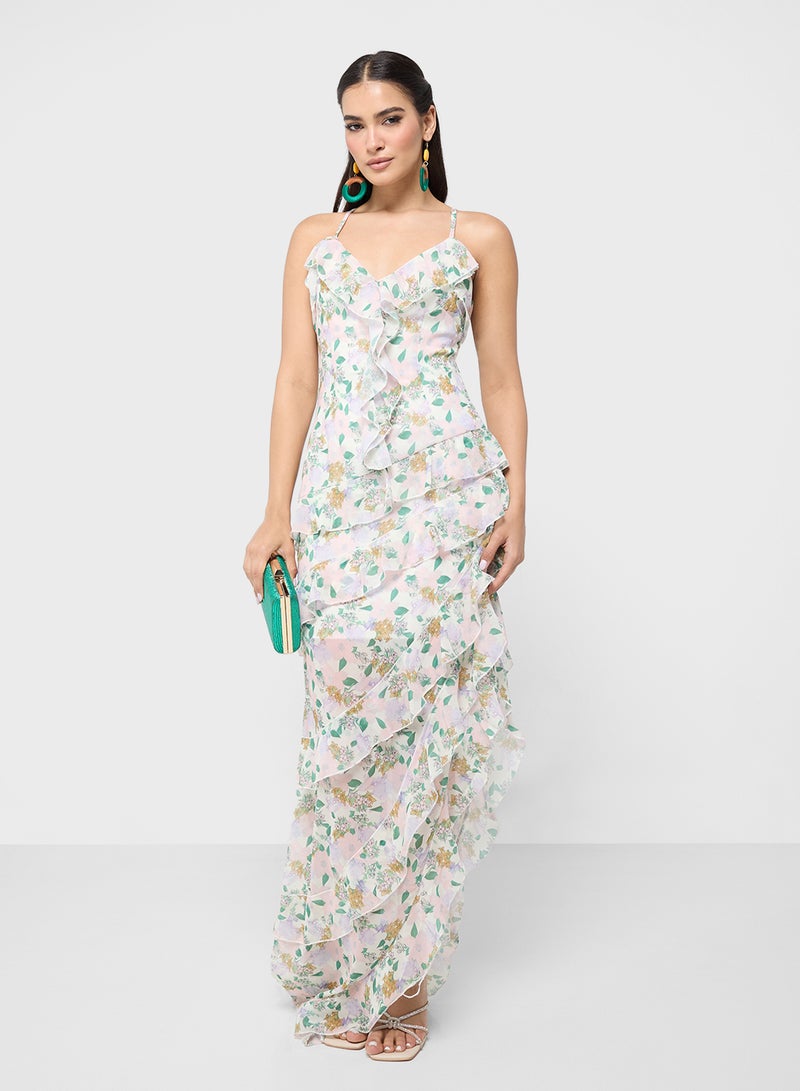 ايلا فستان بحافة مكشكشة بنقشة الزهور - Image 4