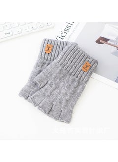 Generic Unisex Alpaca Wool Fingerless Knit Gloves Light gray 