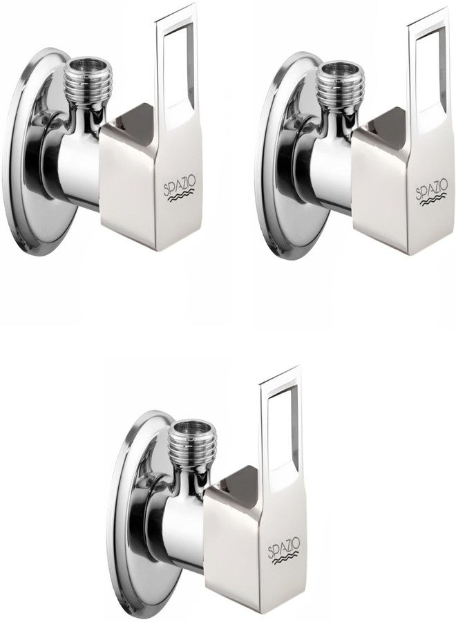 صنبور زاوية من سلسلة Spazio Brass Slim (عبوة من 3) صنبور حوض غسيل مع صنبور إيقاف زاوي، صنبور سخان مياه، صنبور صمام زاوية مطلي بالكروم (نوع تركيب على الحائط)