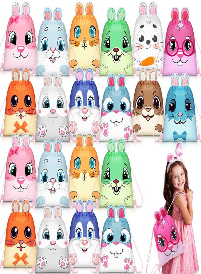SilTriangle 36 Pcs Easter Drawstring Backpack Bags Cute Reusable Bunny Egg Chick Gift Backpack for Easter Spring Birthday Egg Hunt Party Favor Supplies, 10 x 12 Inches - Image 1