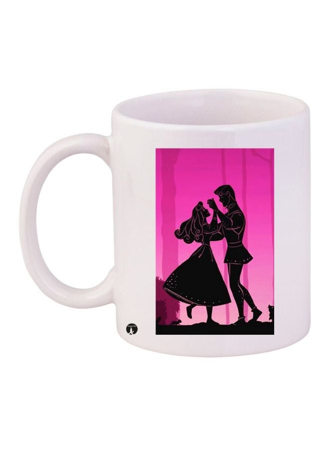 RYN Couple Printed Ceramic Coffee Mug White/Purple/Black 11ounce