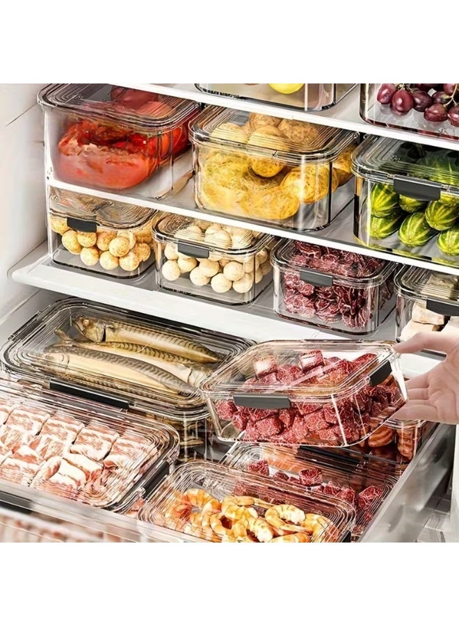 KITCHENOO 3-Piece Airtight Food Storage Containers with Lids - Reusable Plastic Food Storage Containers for Fridge, Cupboard, and Lunch Box - Microwave and Dishwasher Safe, Stackable Kitchen Organizers with Fold-Out Lids - Image 4