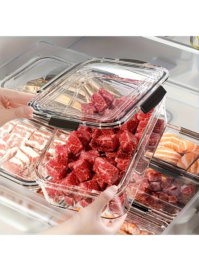 KITCHENOO 3-Piece Airtight Food Storage Containers with Lids - Reusable Plastic Food Storage Containers for Fridge, Cupboard, and Lunch Box - Microwave and Dishwasher Safe, Stackable Kitchen Organizers with Fold-Out Lids - Image 2