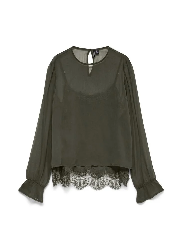 Vero Moda Lalie Lace Detailed Long Sleeve Top