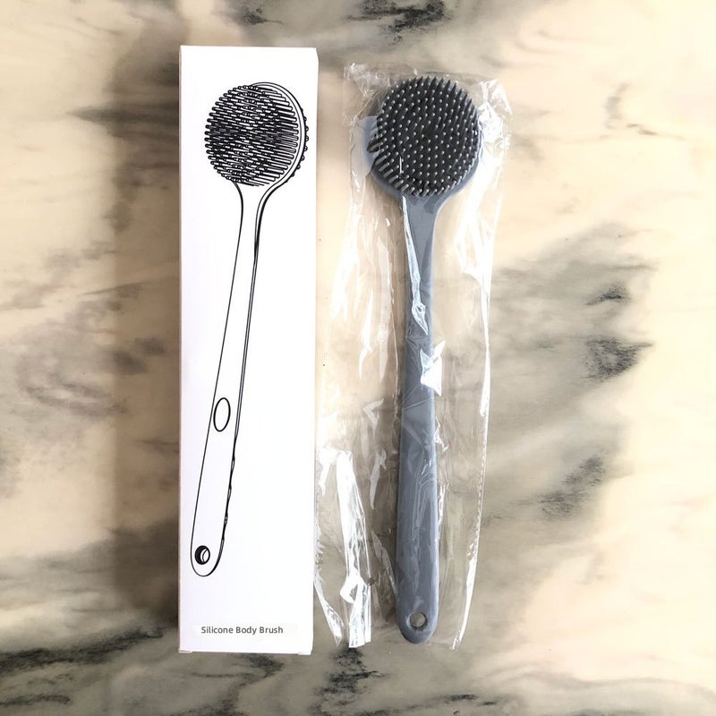 Long Handle Double Sided Silicone Bath Brush for Back Scrub & Massage