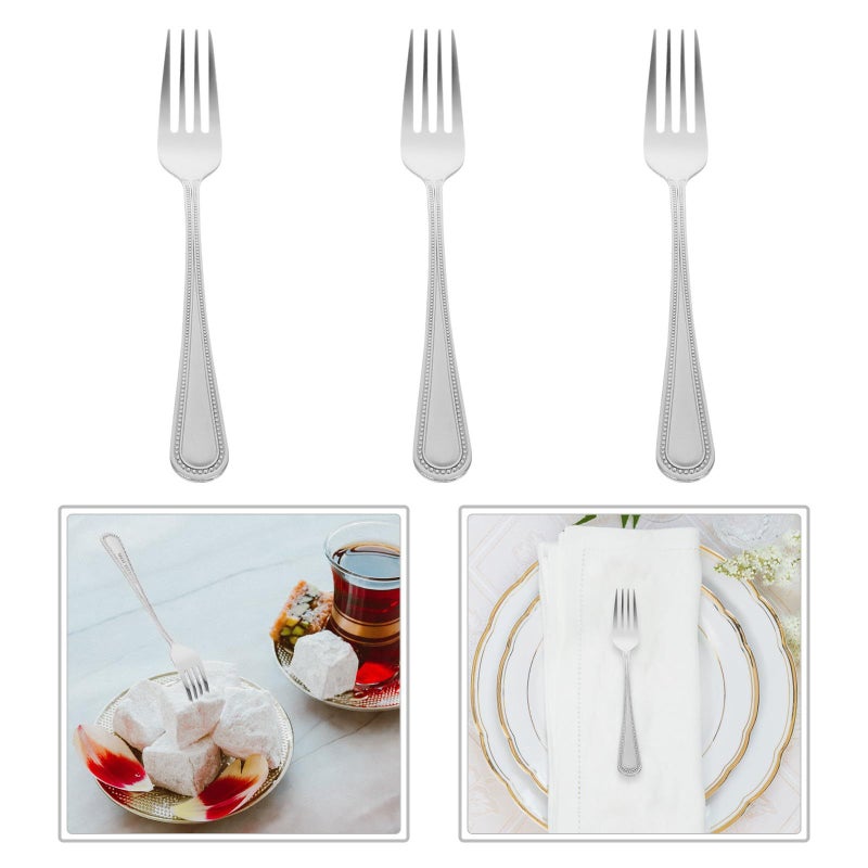 3 Piece Small Forks For Cake Dessert Appetizers Salad Snacks Fruit Serving Metal With Rounded Edges - Image 5