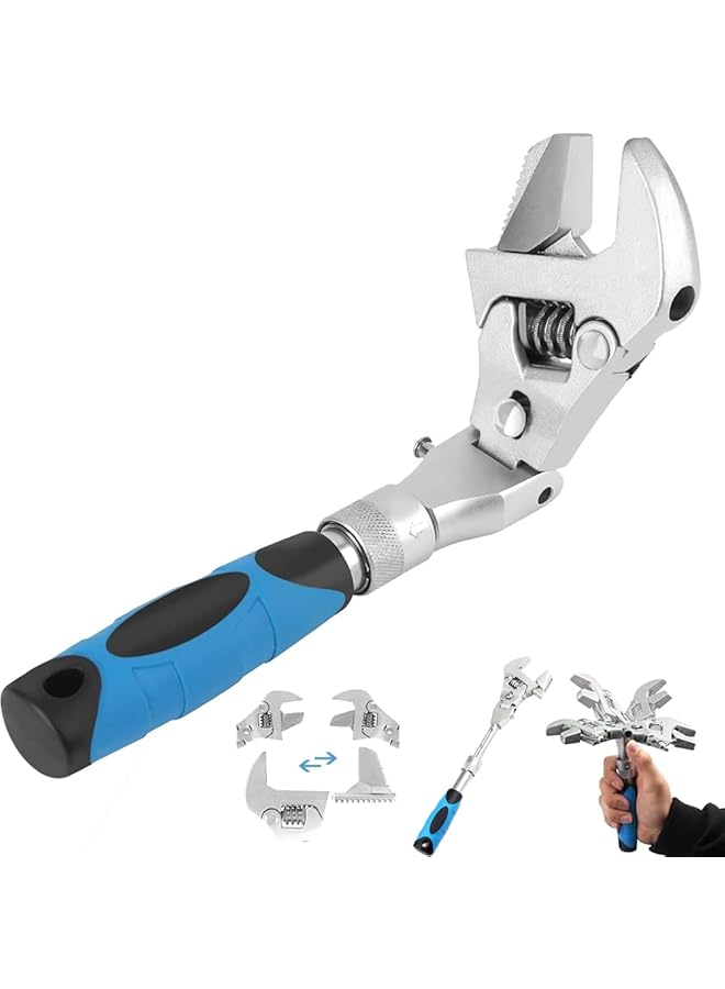 promass Adjustable Wrench, 10" to 12" Crescent Wrenches with 180° Rotating Head Wrench tool, Cr-V Chrome Vanadium Steel - Image 1