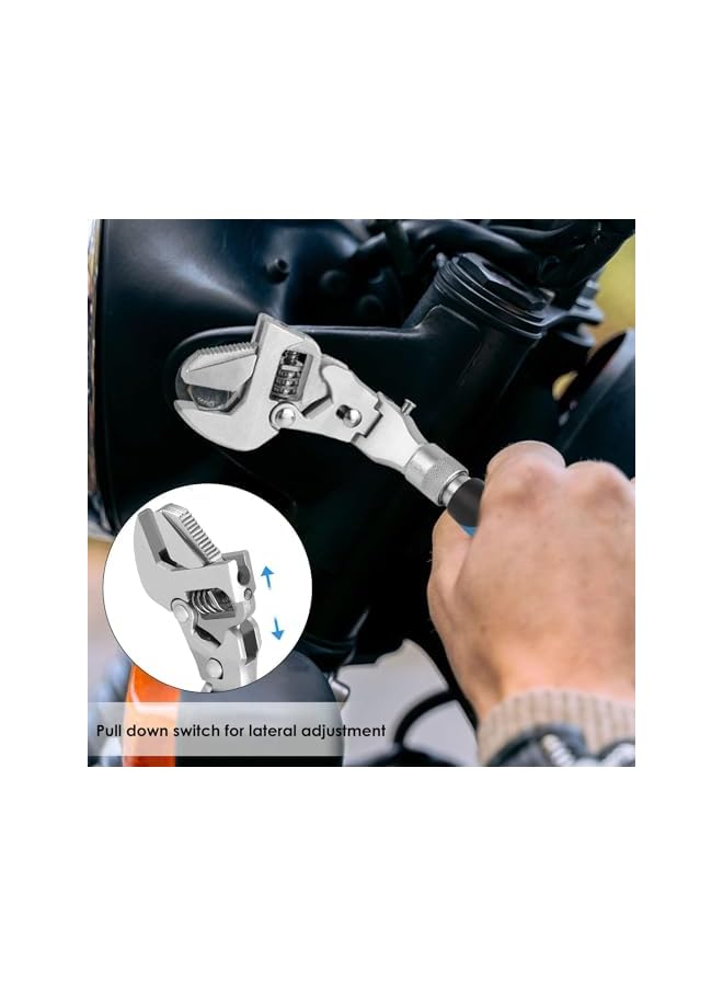 promass Adjustable Wrench, 10" to 12" Crescent Wrenches with 180° Rotating Head Wrench tool, Cr-V Chrome Vanadium Steel - Image 4