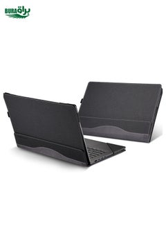 For HP Pavilion X360 Laptop 14t-ek / 14-ek Leather Laptop Shockproof Protective Case(Black)