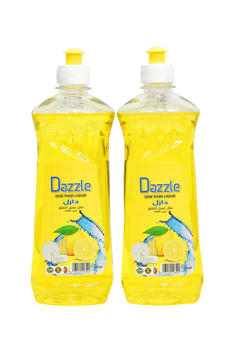 دازل عرض العبوة (عبوة من قطعتين 500 مل): سائل غسيل الأطباق دازل بالليمون