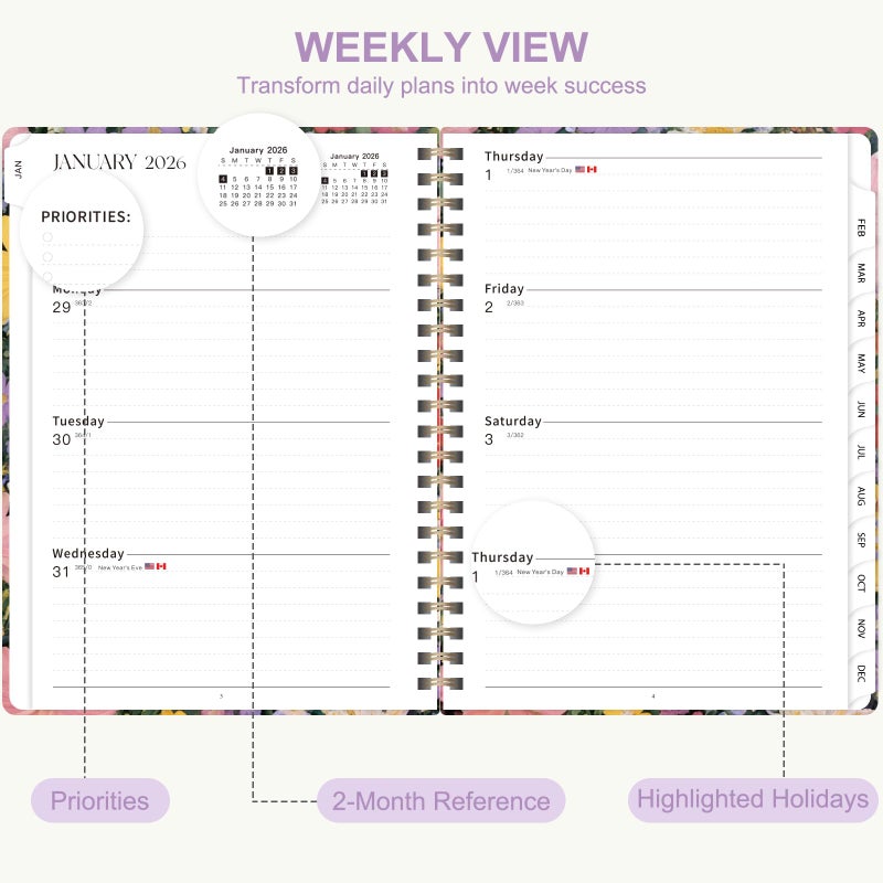 Senyar 2026 Planner, Weekly and Monthly Calendar Planner Book, Jan 2026 - Dec 2026, Planning Agenda for Desk Accessories and School Supplies - A5 (6.3'' x 8.5'') - Image 4