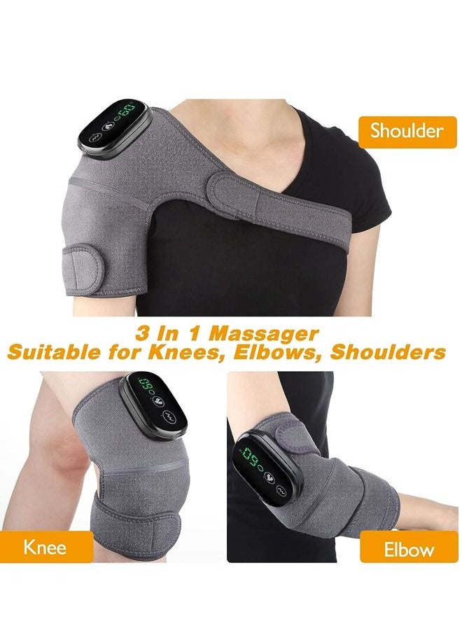 Fanski - Cordless Knee Massager Shoulder Brace with Heat 3 In 1 Heated Elbow Shoulder Brace Wrap Vibration - Image 1