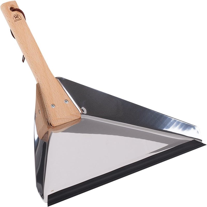 REDECKER Heavy Duty Stainless Steel Delta Dust Pan, Large Dustpan with 14-1/8-Inches Oiled Beechwood Handle for Home and Outdoor Use, Industrial Quality, Made in Germany - Image 1