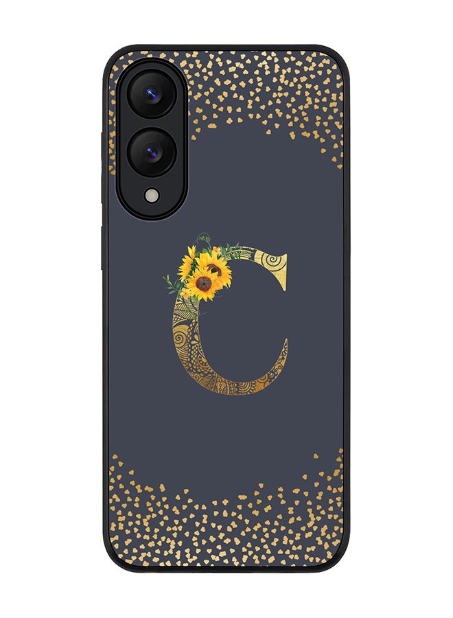 Stylizedd For Samsung Galaxy S25 Edge Case,Slim fit Camera Protection, Shockproof Thin Phone cover  - Custom Floral Monogram - C  (Grey )