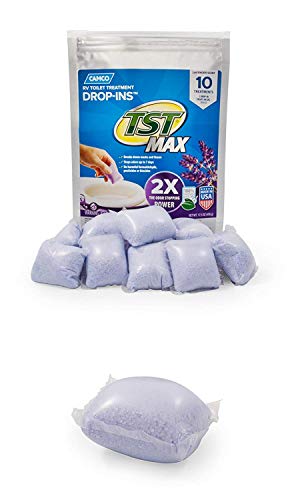 Camco علاج مرحاض كامكو TST MAX RV - السيطرة على الروائح غير المرغوب فيها وتفكيك النفايات والورق - آمن لخزانات الصرف الصحي - رائحة اللافندر - عبوة 10 (41556) - Image 3