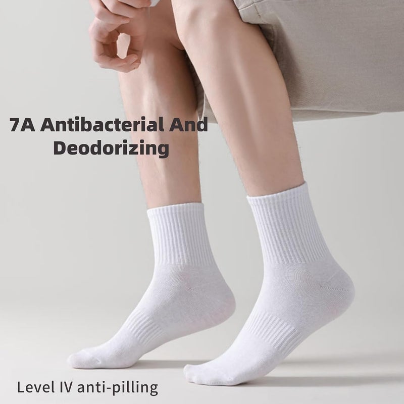 Lullaxx 100% Cotton Mid-Calf Socks 6-Pack,Breathable,Casual Comfortable Athletic,Odour Free Mens Socks For All Season - Image 2